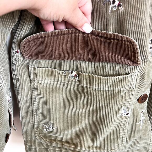 LL Bean Hunting Dog Corduroy Womens Chore Coat Barn Jacket Size MP Embroidered - Picture 8 of 15